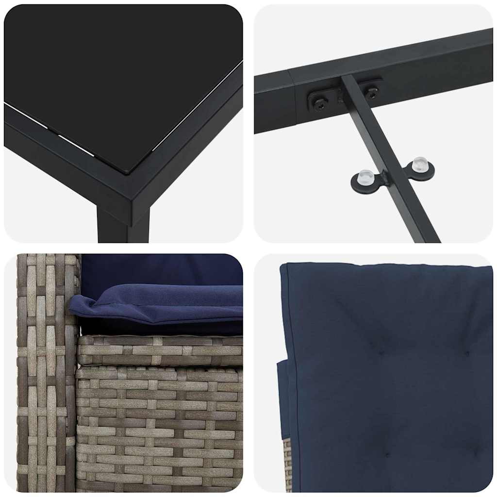 Set da Pranzo per Giardino 5 pcs Grigio polyrattan - immagine 9