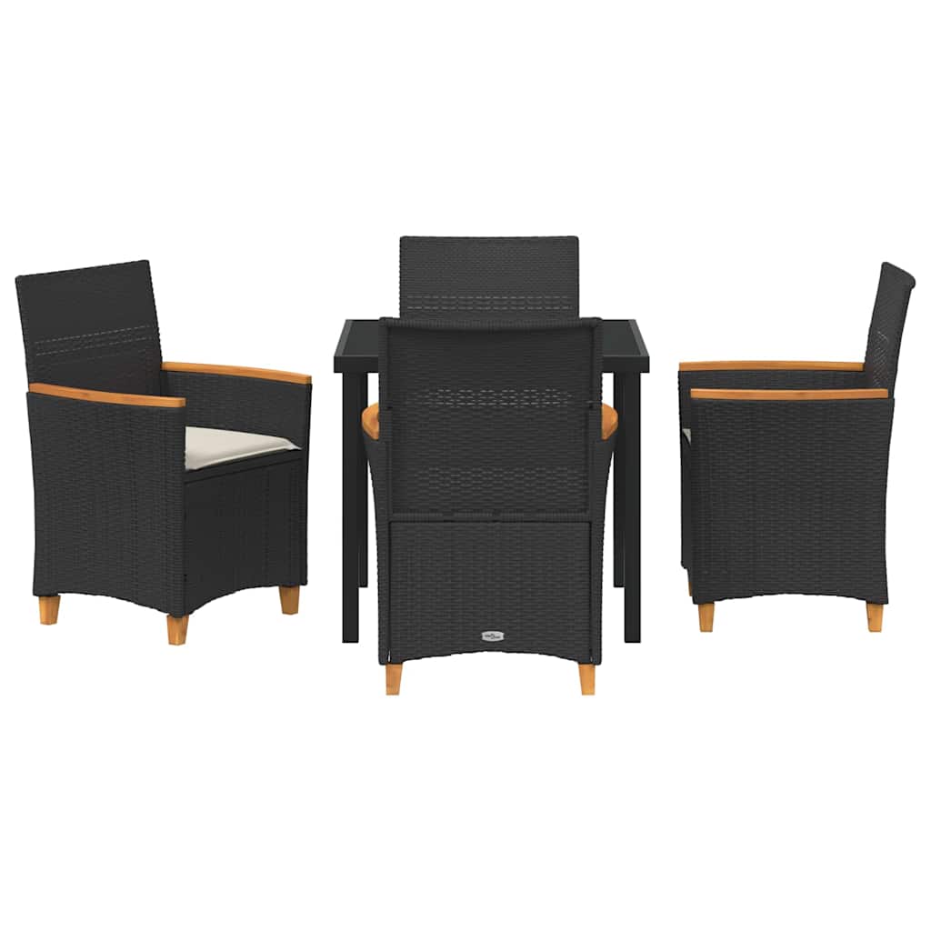 Set da Pranzo per Giardino 5 pcs Nero polyrattan - immagine 7