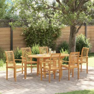 Set da Pranzo per Giardino 7 pcs Marrone Legno massello di teak