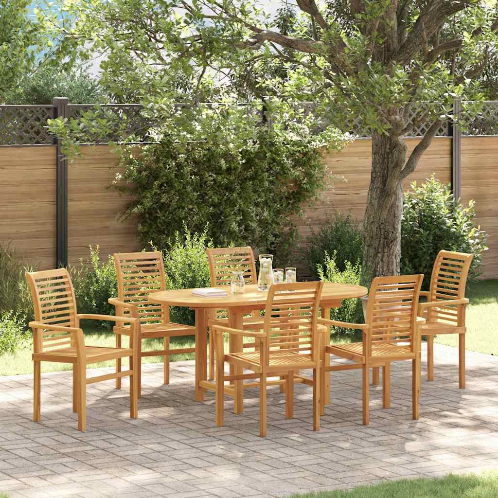 Set da Pranzo per Giardino 7 pcs Marrone Legno massello di teak