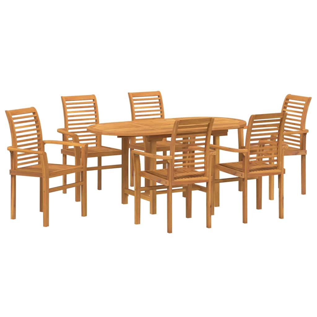 Set da Pranzo per Giardino 7 pcs Marrone Legno massello di teak - immagine 2