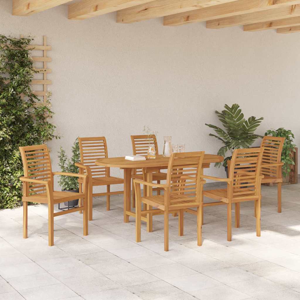 Set da Pranzo per Giardino 7 pcs Marrone Legno massello di teak - immagine 4