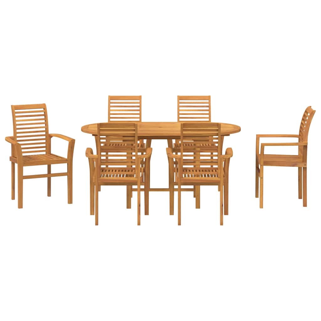 Set da Pranzo per Giardino 7 pcs Marrone Legno massello di teak - immagine 7