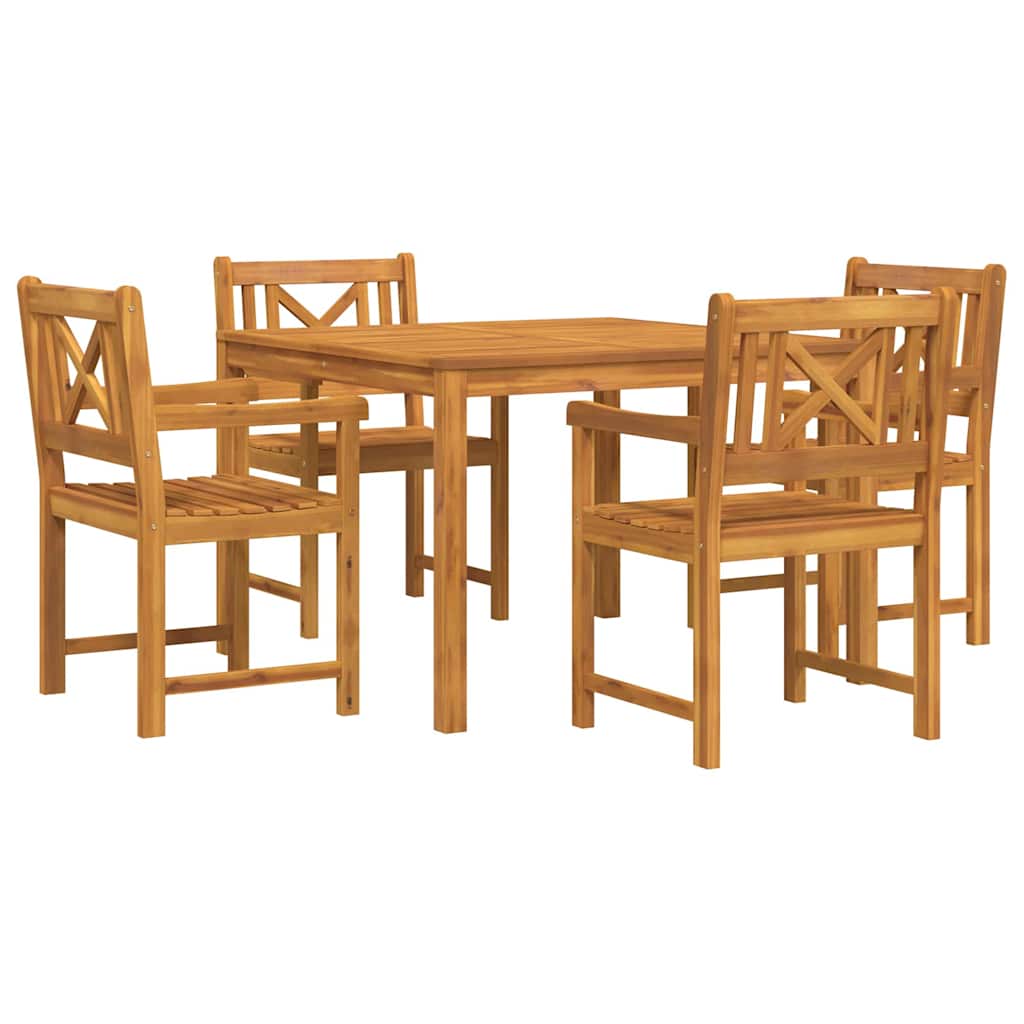 Set da Pranzo da Giardino 5 Pezzi Legno Massello di Acacia - immagine 2