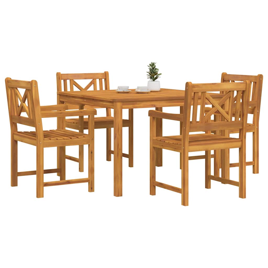 Set da Pranzo da Giardino 5 Pezzi Legno Massello di Acacia - immagine 3