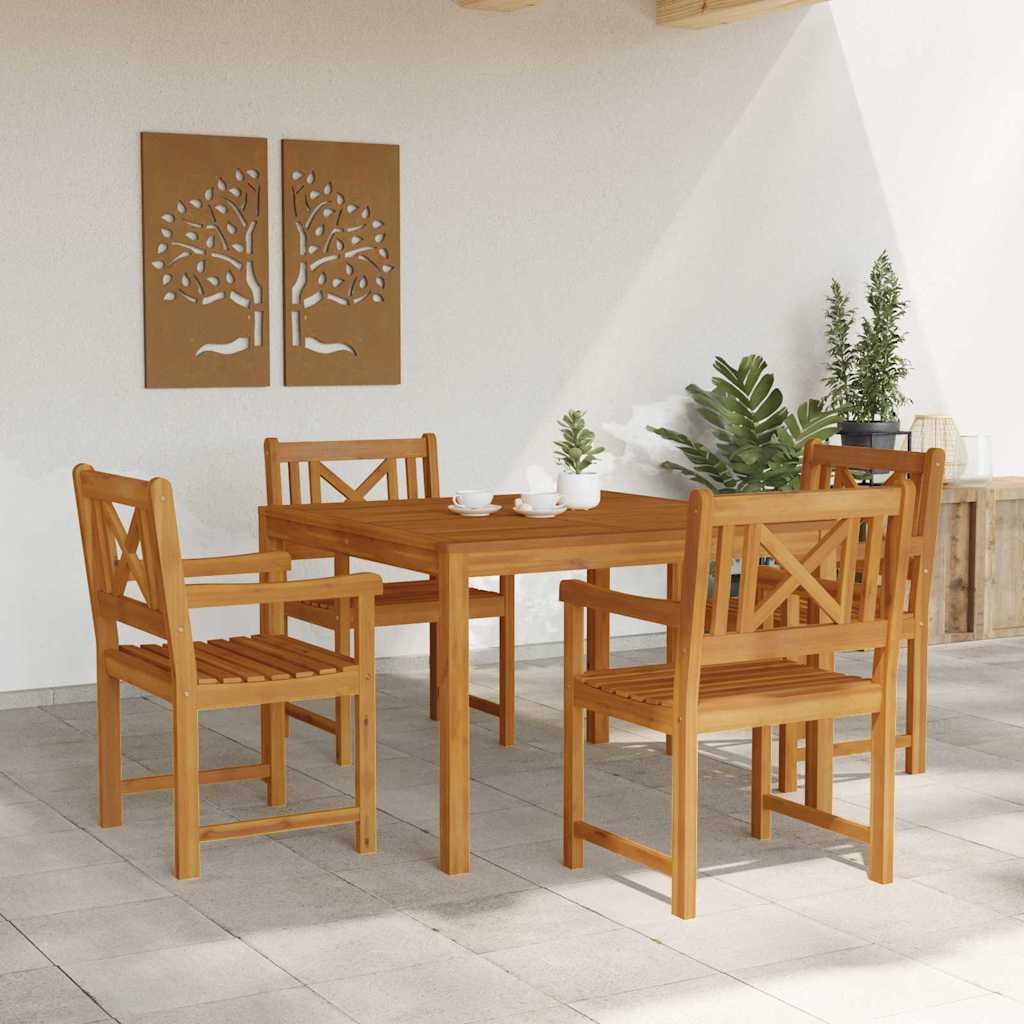 Set da Pranzo da Giardino 5 Pezzi Legno Massello di Acacia - immagine 4