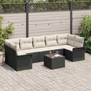 Set Divano da Giardino 8 pcs Beige Poly Rattan