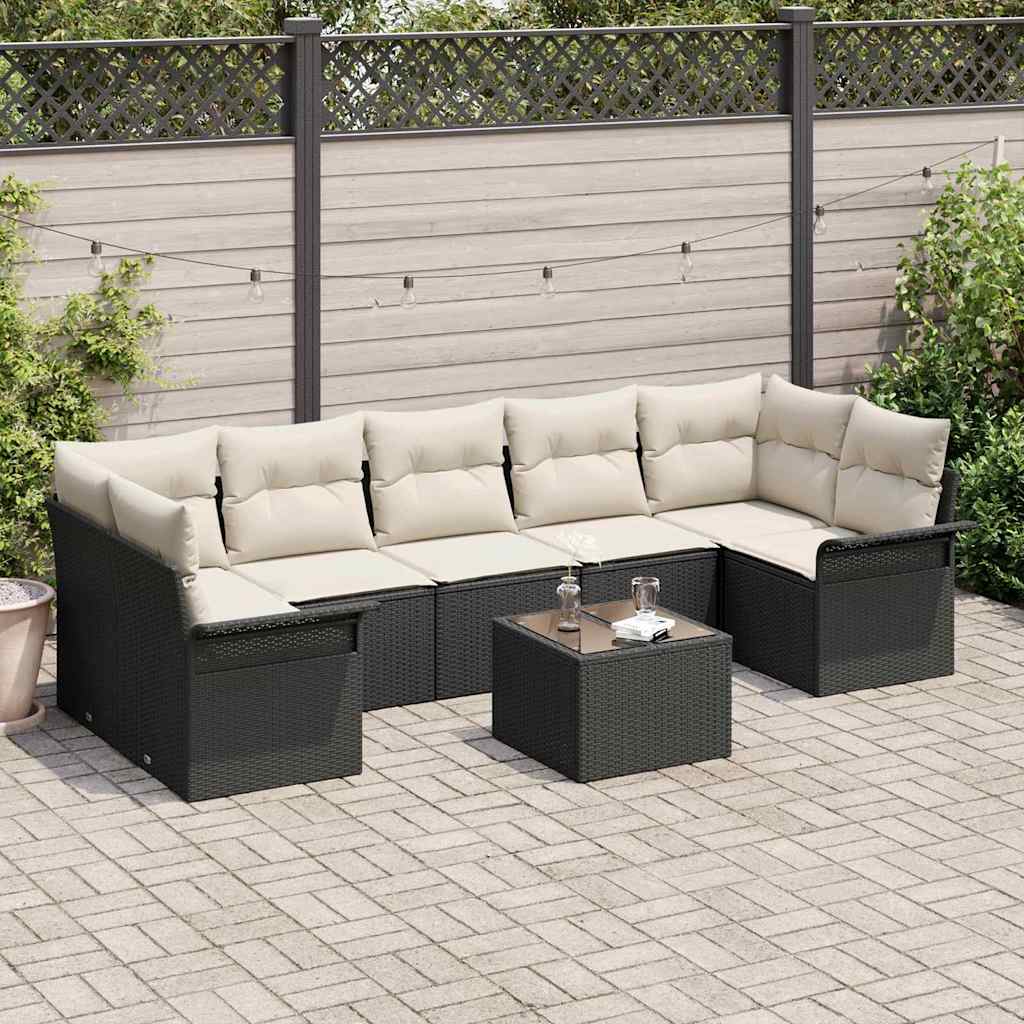 Set Divano da Giardino 8 pcs Beige Poly Rattan