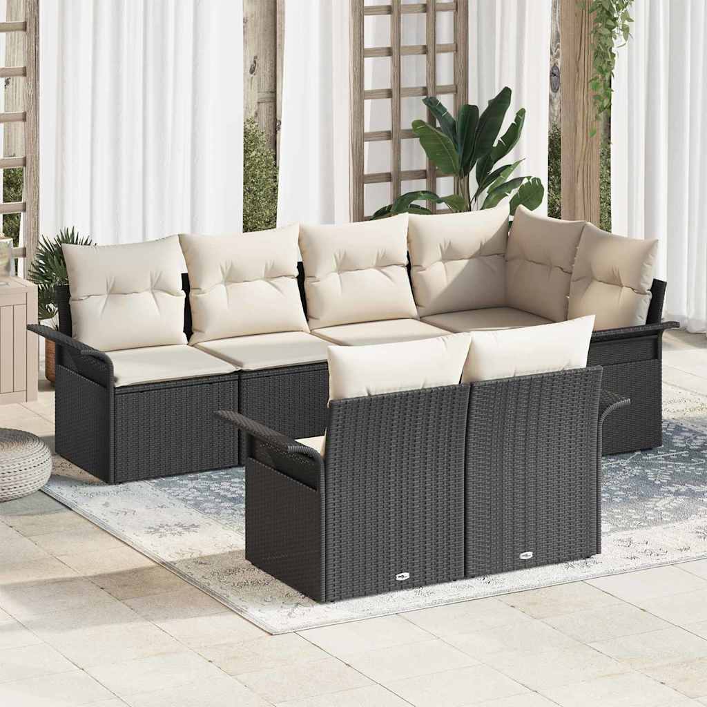 Set Divano da Giardino con cuscino 7 pcs Marrone polyrattan