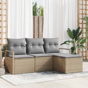 Set di divani 4 pcs Beige polyrattan