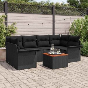 Set Divano da Giardino 7 pcs Grigio Poly Rattan