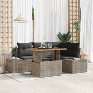 Set Divano da Giardino 5 pcs Grigio e Marrone 100 x 55 x 73 cm