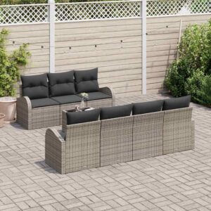 Set di divani da giardino 8 pezzi con cuscini grigi in rattan sintetico