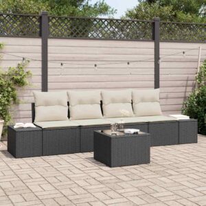 Set Divano da Giardino 5 pcs Marrone e Crema polyrattan
