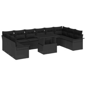 Set Divano da Giardino 11 pcs Nero Rattan in Polipropilene