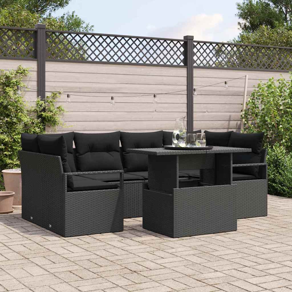 Set Divano da Giardino 7 pcs Grigio chiaro Poly Rattan