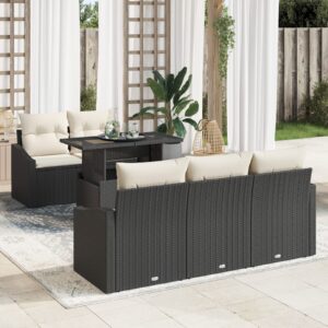 Set di divani da giardino 6 pezzi con cuscini – Polyrattan nero