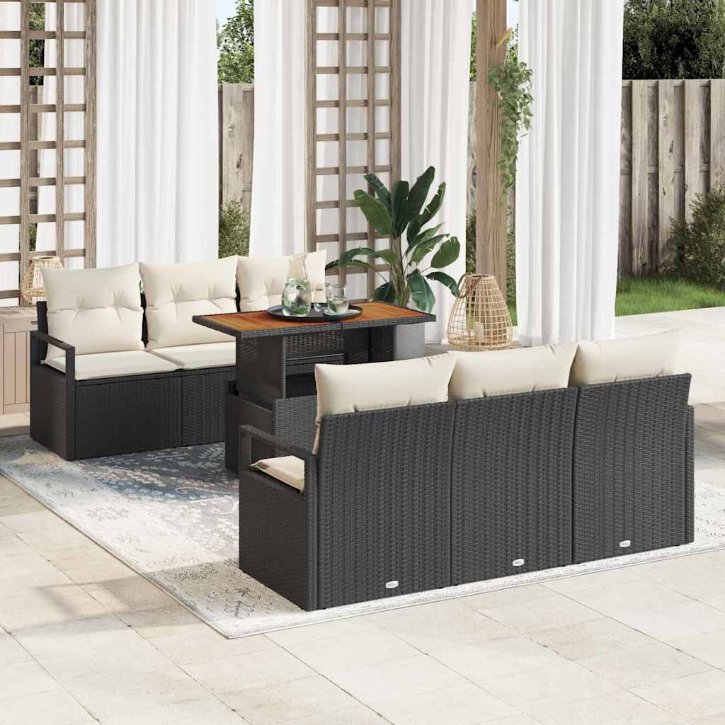 Set Divano da Giardino con archiviazione 7 pcs Nero Poly Rattan