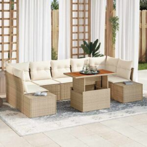 Set Divano da Giardino 8 pcs Beige Poly Rattan