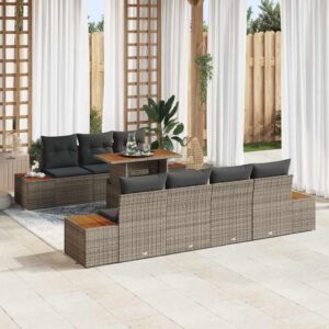 Set Divano da Giardino con archiviazione 8 pcs Nero Poly Rattan