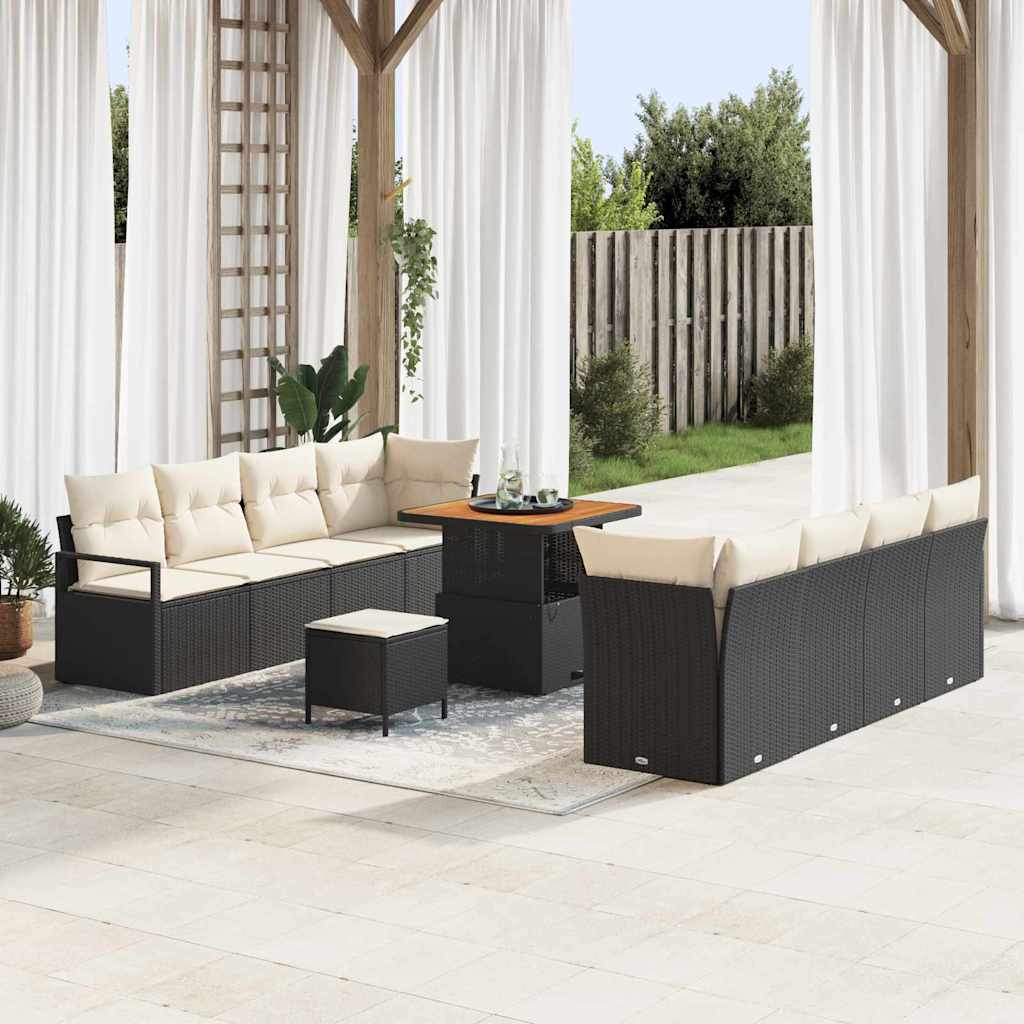 Set Divano da Giardino con cuscino Nero 80 x 80 x 71 cm