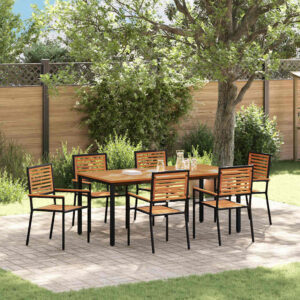 Set da Pranzo per Giardino 5 pcs Nero polyrattan