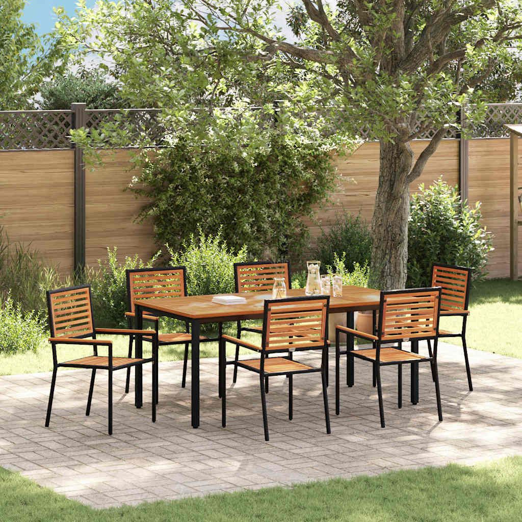 Set da Pranzo per Giardino 5 pcs Nero polyrattan