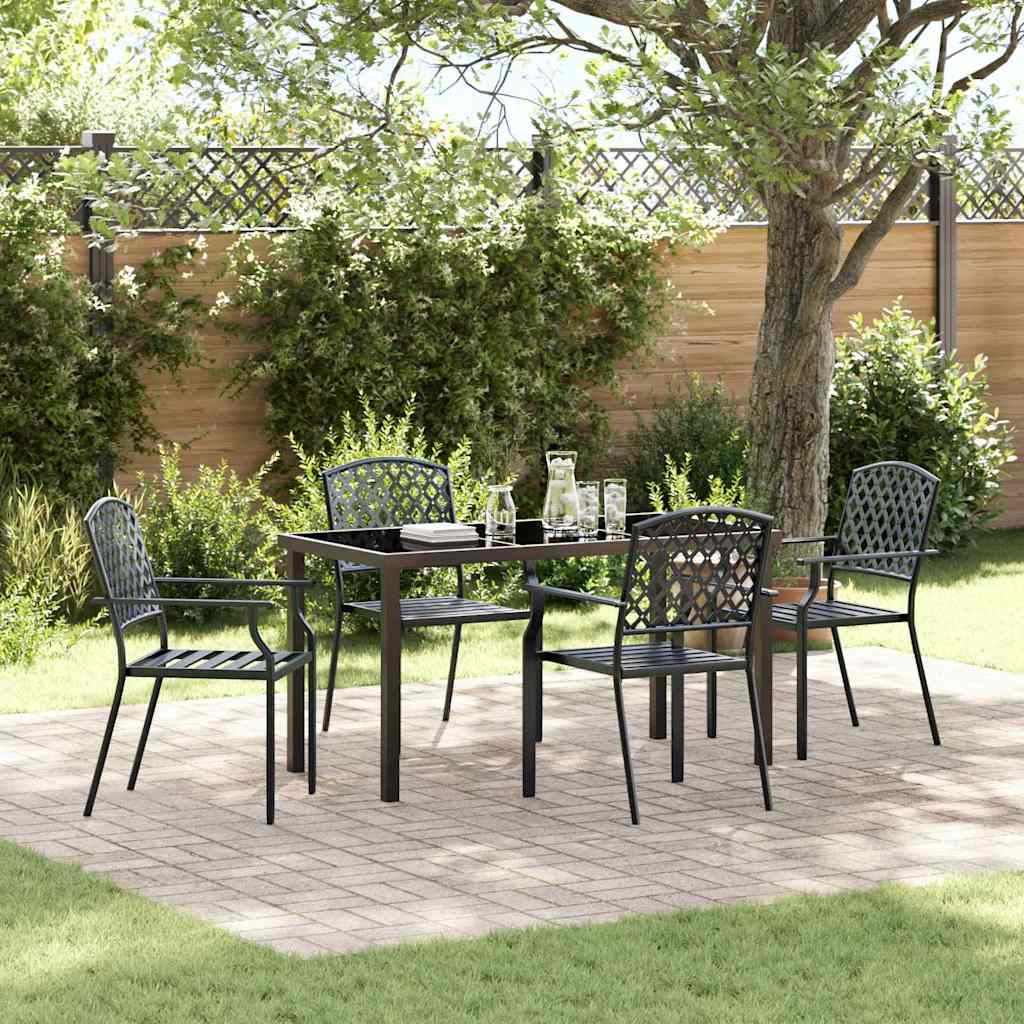 Set da Pranzo per Giardino 5 pcs Antracite Acciaio