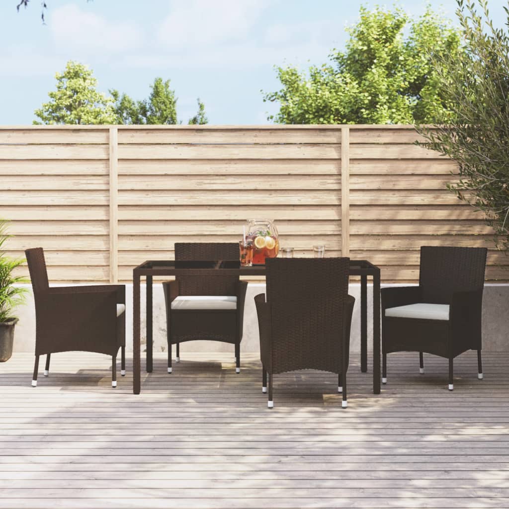 Sedie da giardino con cuscini 4 pz in polyrattan marrone (solo UK/IE/FI/NO)