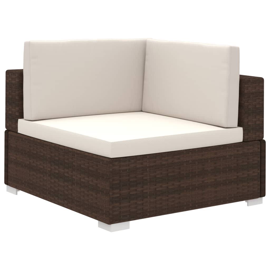 Set Divani da Giardino 6 pz con Cuscini in Polyrattan Marrone - immagine 3
