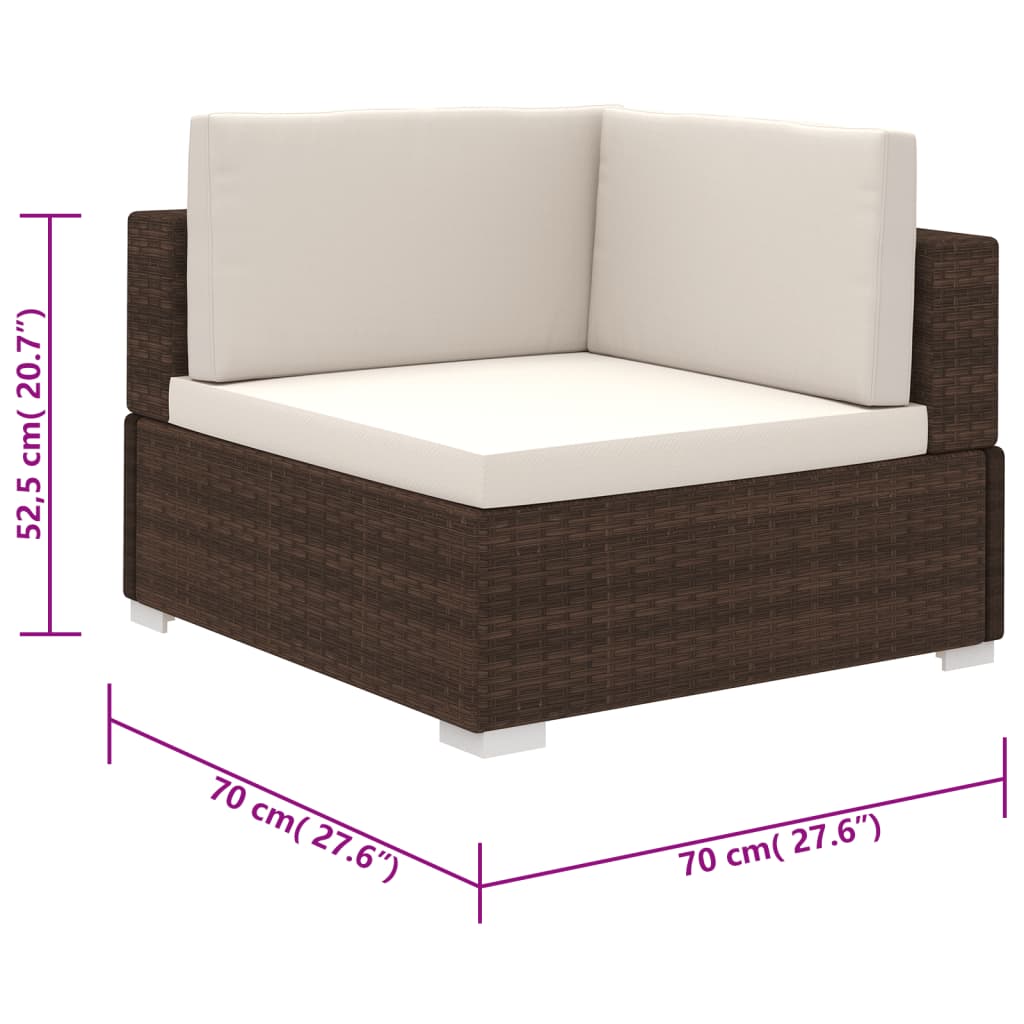 Set Divani da Giardino 6 pz con Cuscini in Polyrattan Marrone - immagine 7