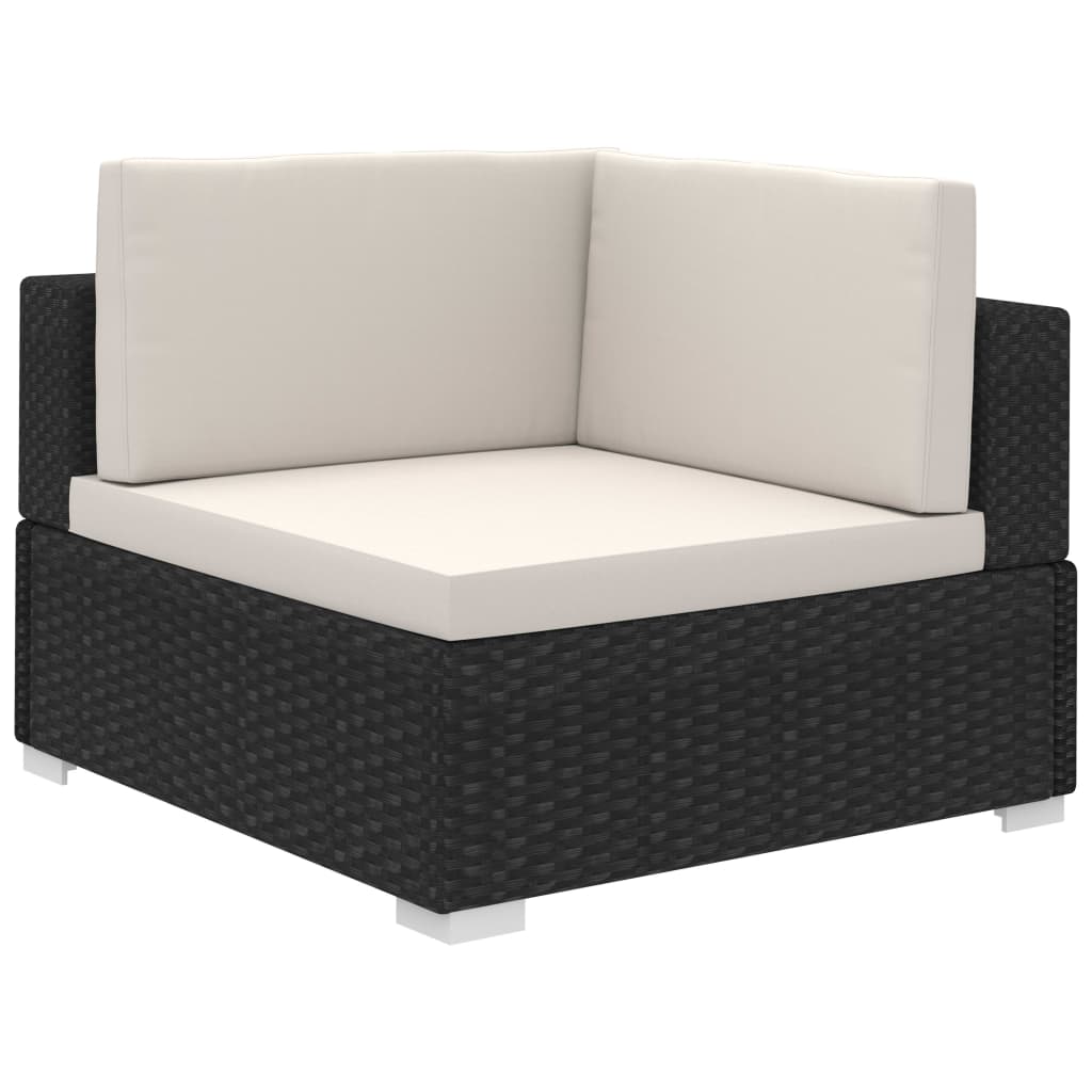 Set Divani da Giardino 8 pz con Cuscini in Polyrattan Nero - immagine 3