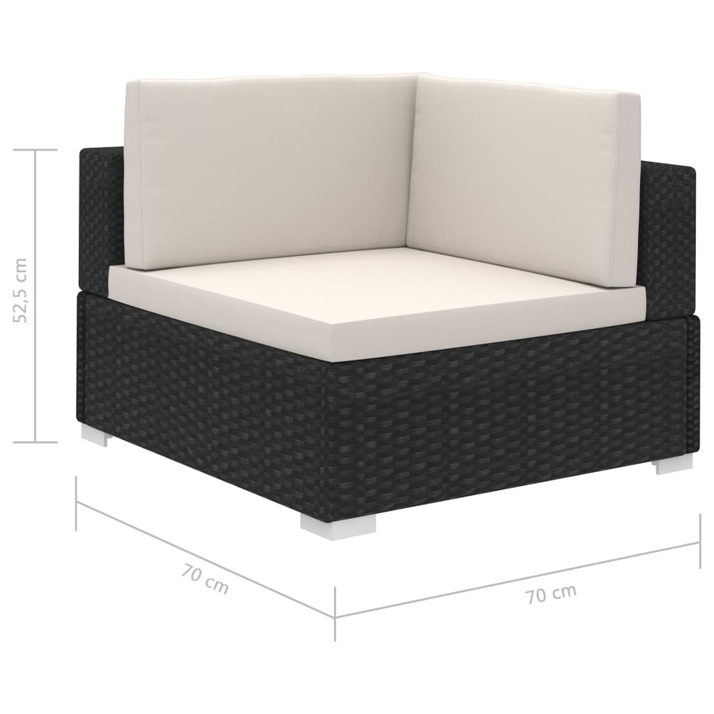 Set Divani da Giardino 8 pz con Cuscini in Polyrattan Nero - immagine 6
