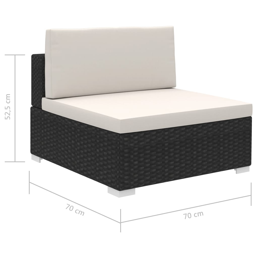 Set Divani da Giardino 8 pz con Cuscini in Polyrattan Nero - immagine 7
