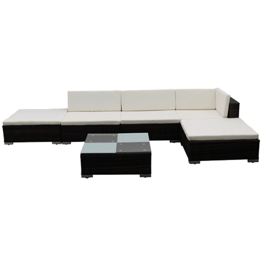 Set Divani da Giardino 6 pz con Cuscini in Polyrattan Marrone - immagine 3