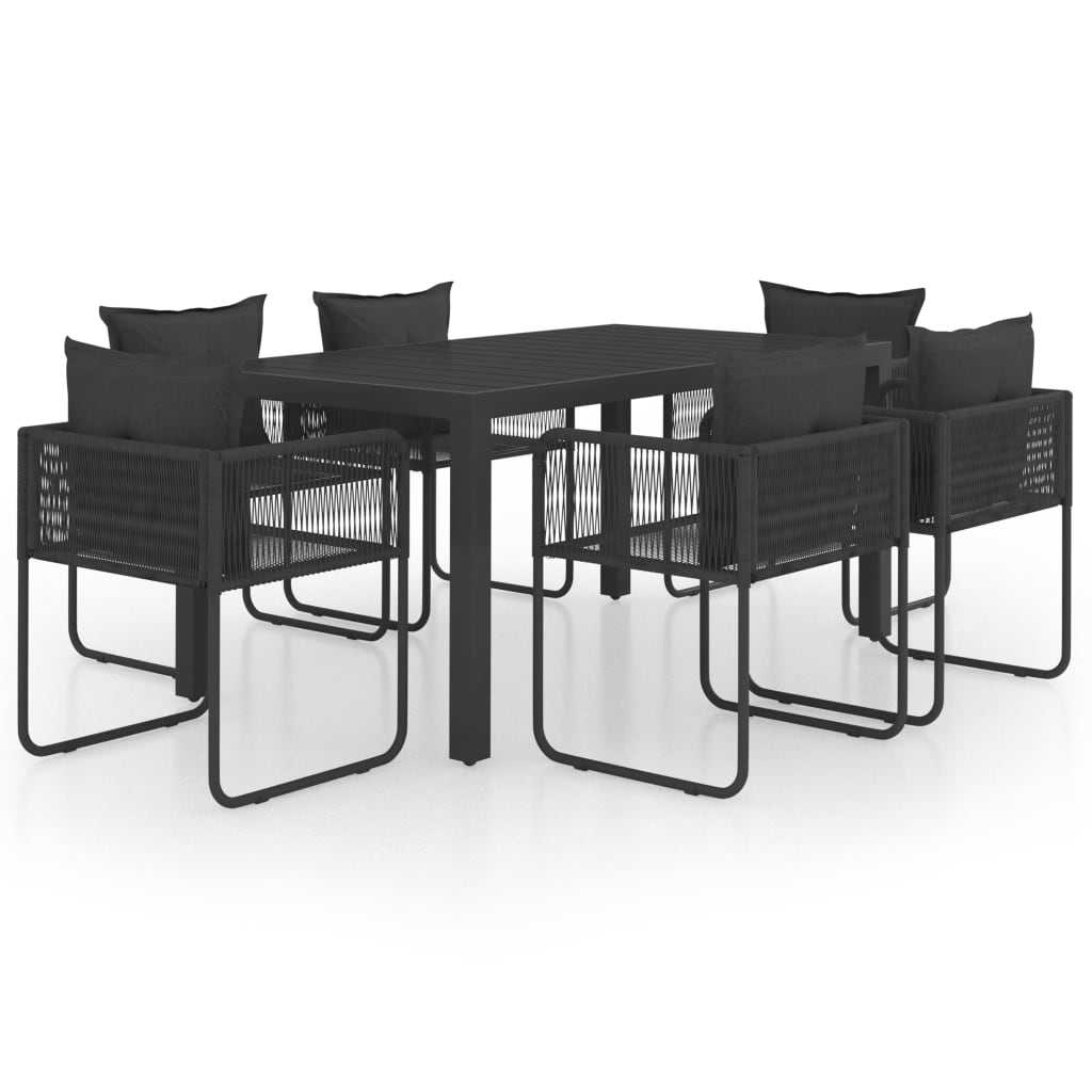 Set da Pranzo da Giardino 5 pz in Rattan PVC Nero - immagine 2