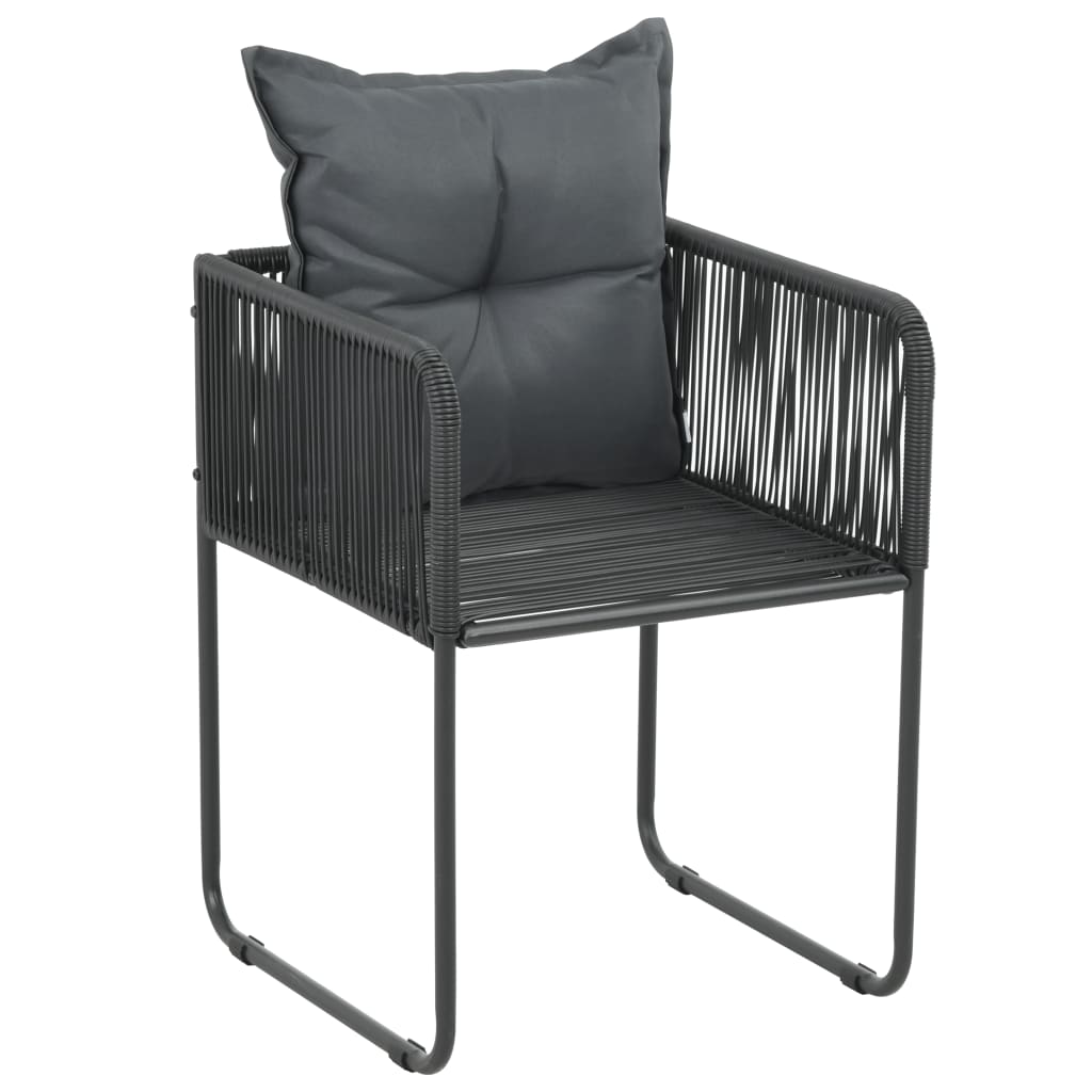 Set da Pranzo da Giardino 5 pz in Rattan PVC Nero - immagine 4