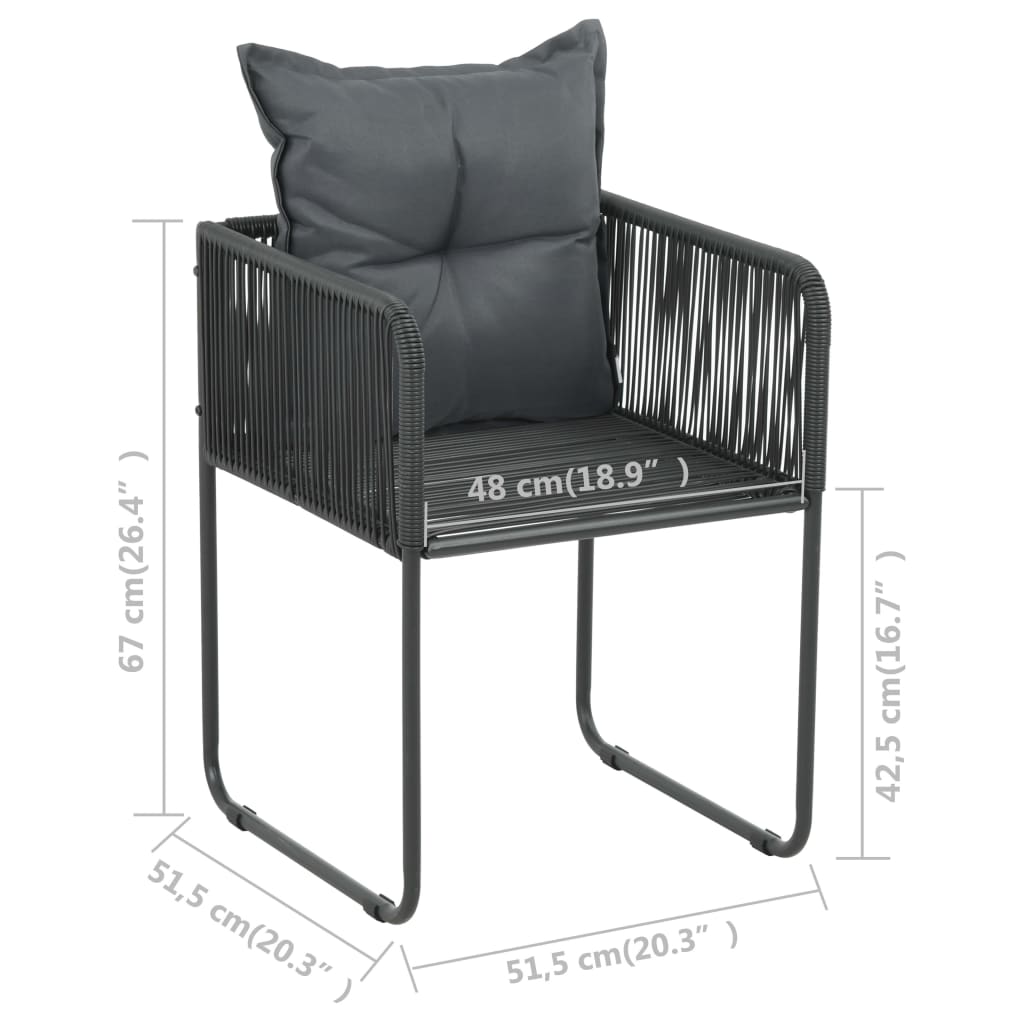Set da Pranzo da Giardino 5 pz in Rattan PVC Nero - immagine 8