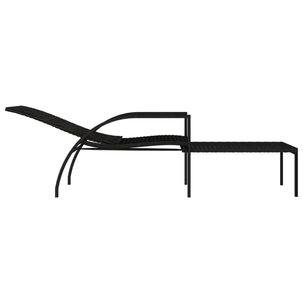 Lettini Prendisole 2 pz con Poggiapiedi in Rattan PE Marrone - immagine 5