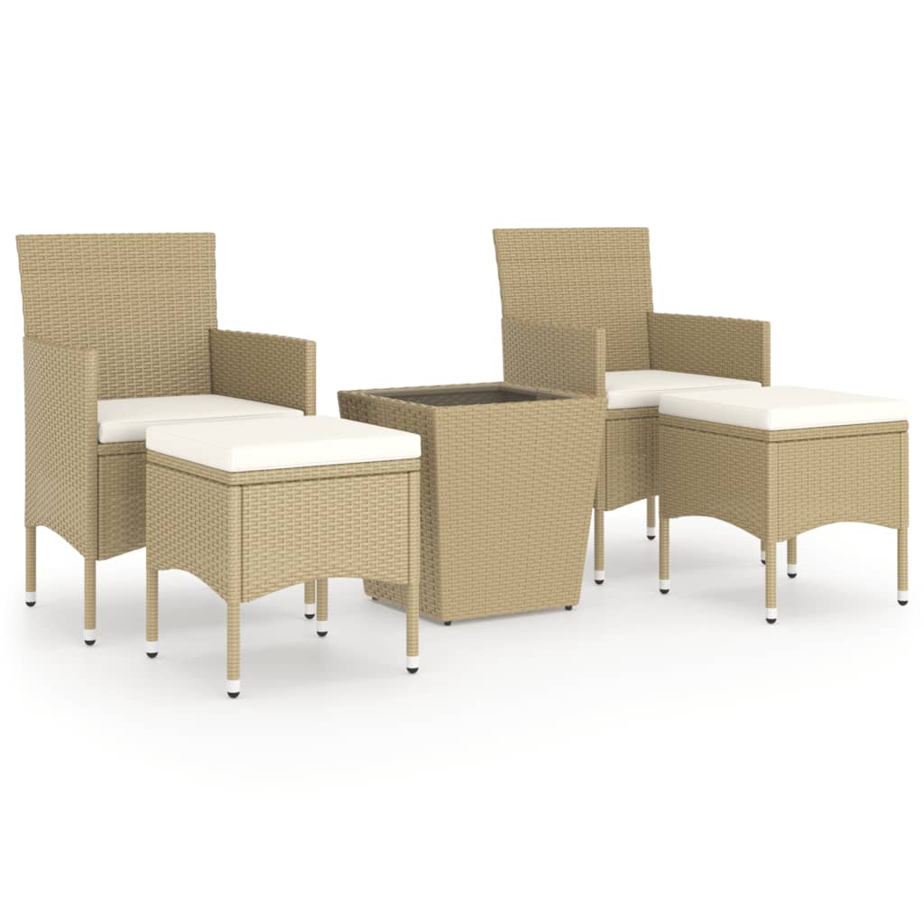 Set Bistrot Giardino 3 pz Polyrattan e Vetro Temperato Grigio - immagine 2