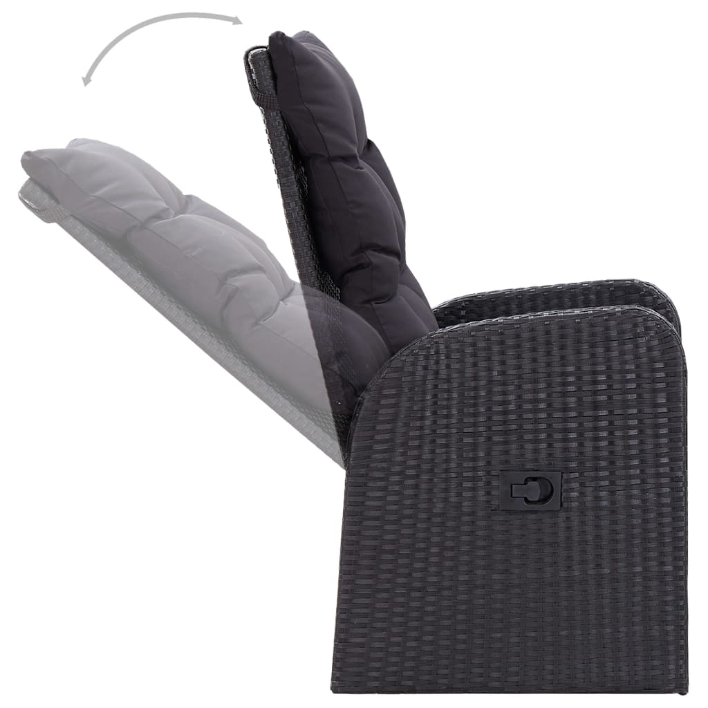 Set da Pranzo da Giardino 3 pz con Cuscini Nero - immagine 6