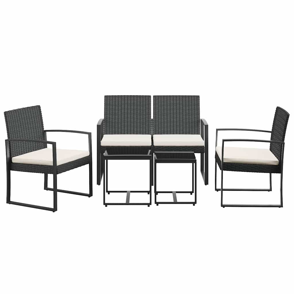 Set da Pranzo da Giardino 5 pz Nero con Cuscini in Rattan PP - immagine 3