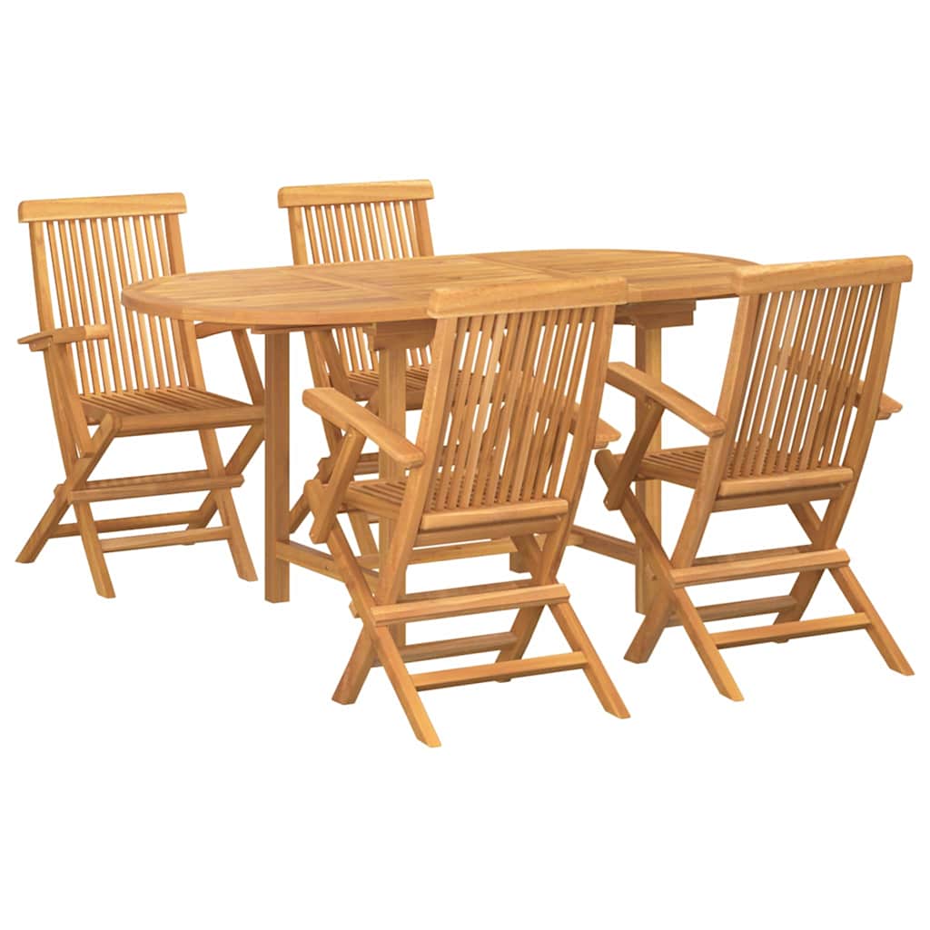 Set da Pranzo per Giardino 7 pcs Marrone Legno di teak solido - immagine 2