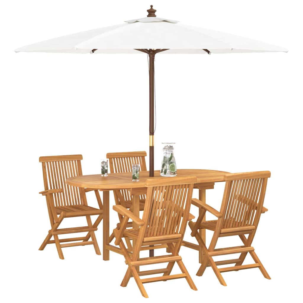 Set da Pranzo per Giardino 7 pcs Marrone Legno di teak solido - immagine 3