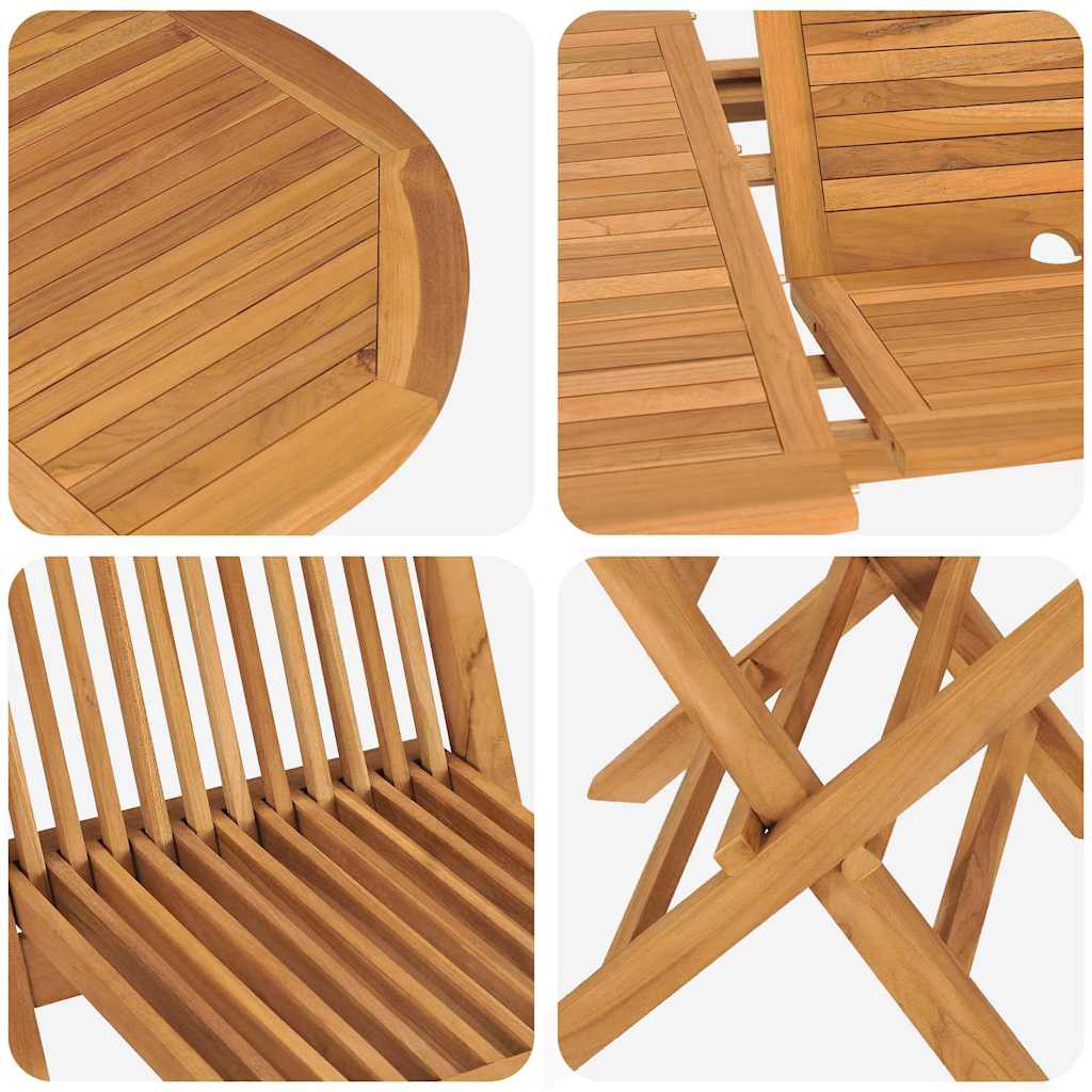 Set da Pranzo per Giardino 7 pcs Marrone Legno di teak solido - immagine 9