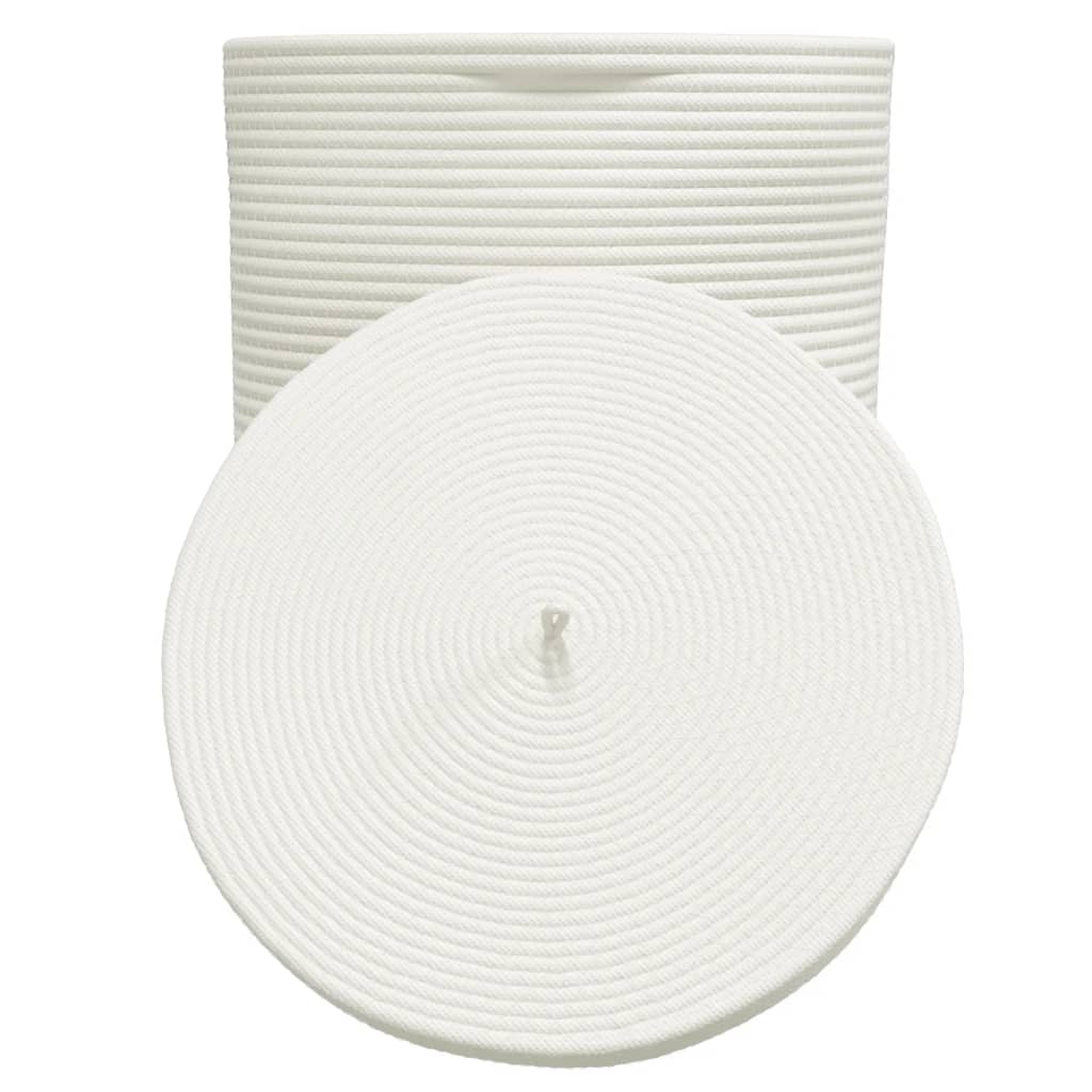 Cestino Portaoggetti Coperchio Marrone e Bianco Ø37x50cm Cotone - immagine 4