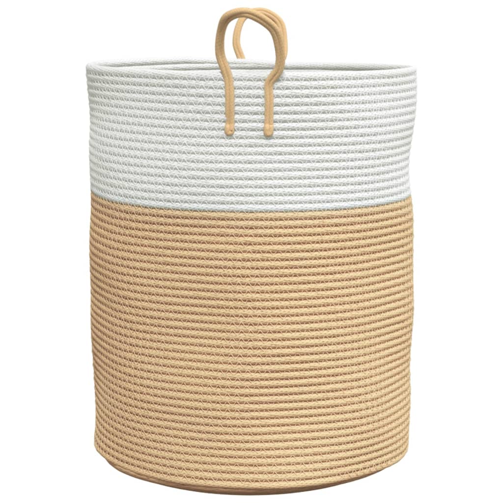 Cestino Portaoggetti Beige e Bianco Ø38x46 cm in Cotone - immagine 4
