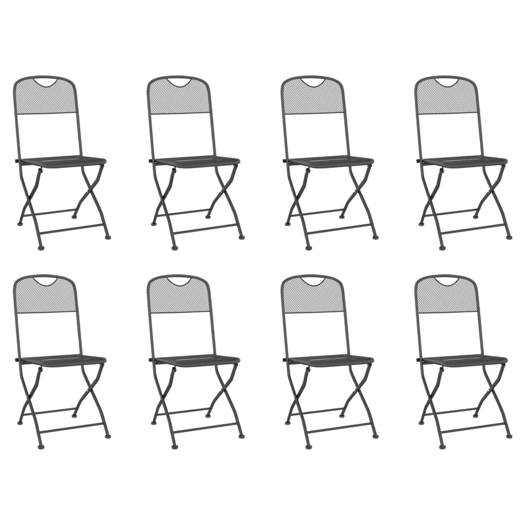 Set da Pranzo da Giardino 9pz Antracite in Rete Metallica - immagine 3