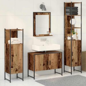 Set di mobili per il bagno 4 pcs Marrone Legno multistrato