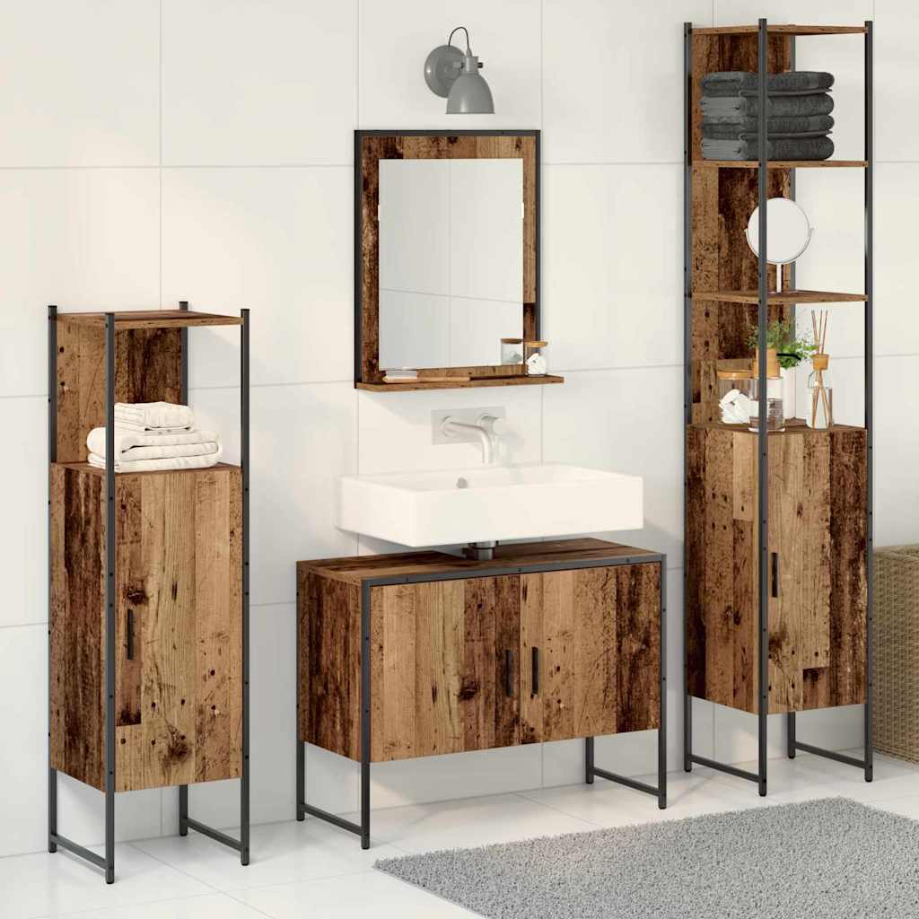 Set di mobili per il bagno 4 pcs Marrone Legno multistrato